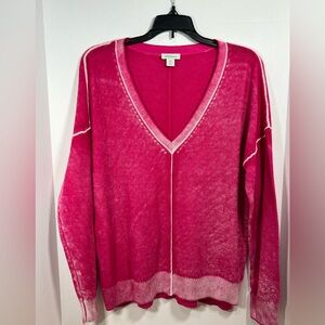 Sundance Deep Pink V-Neck Sweater
